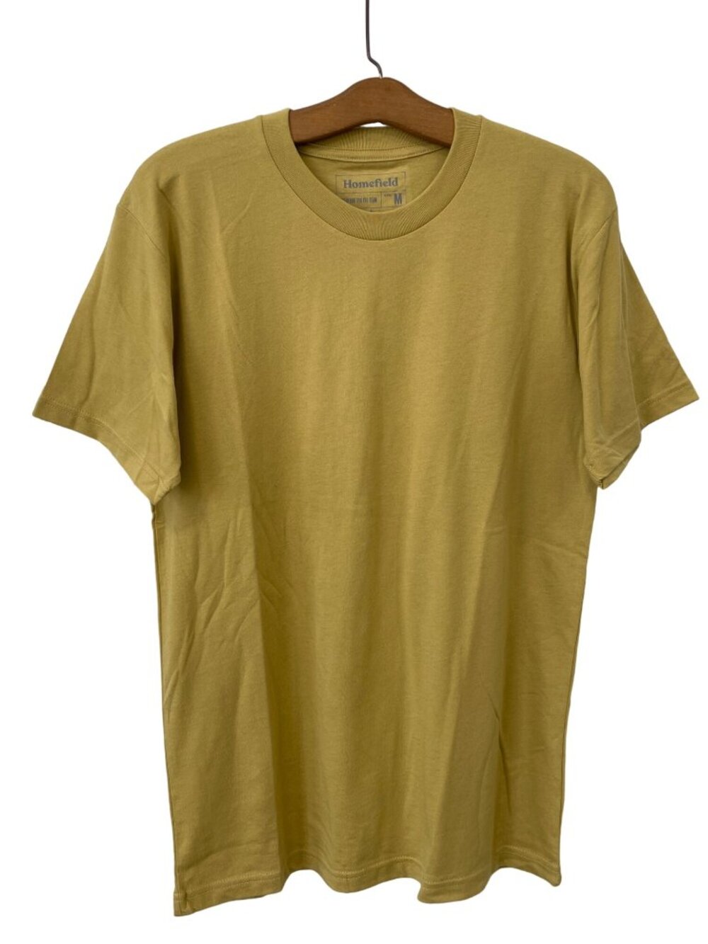 Homefield TShirt Medium Crewneck Short Sleeve Yellow Cotton Poly Plain Basic Tee